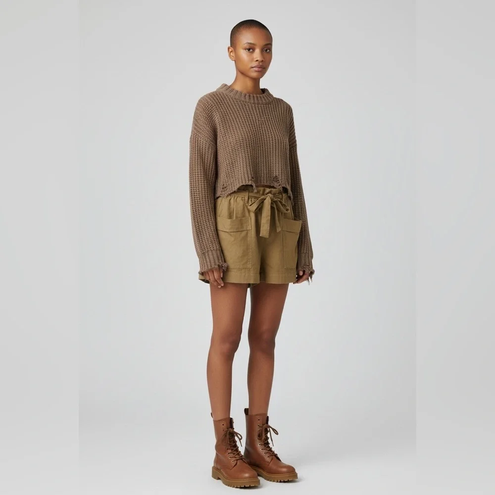 Women’s WALTER BAKER Belted Cotton Cargo Skort Skirt Khaki Medium